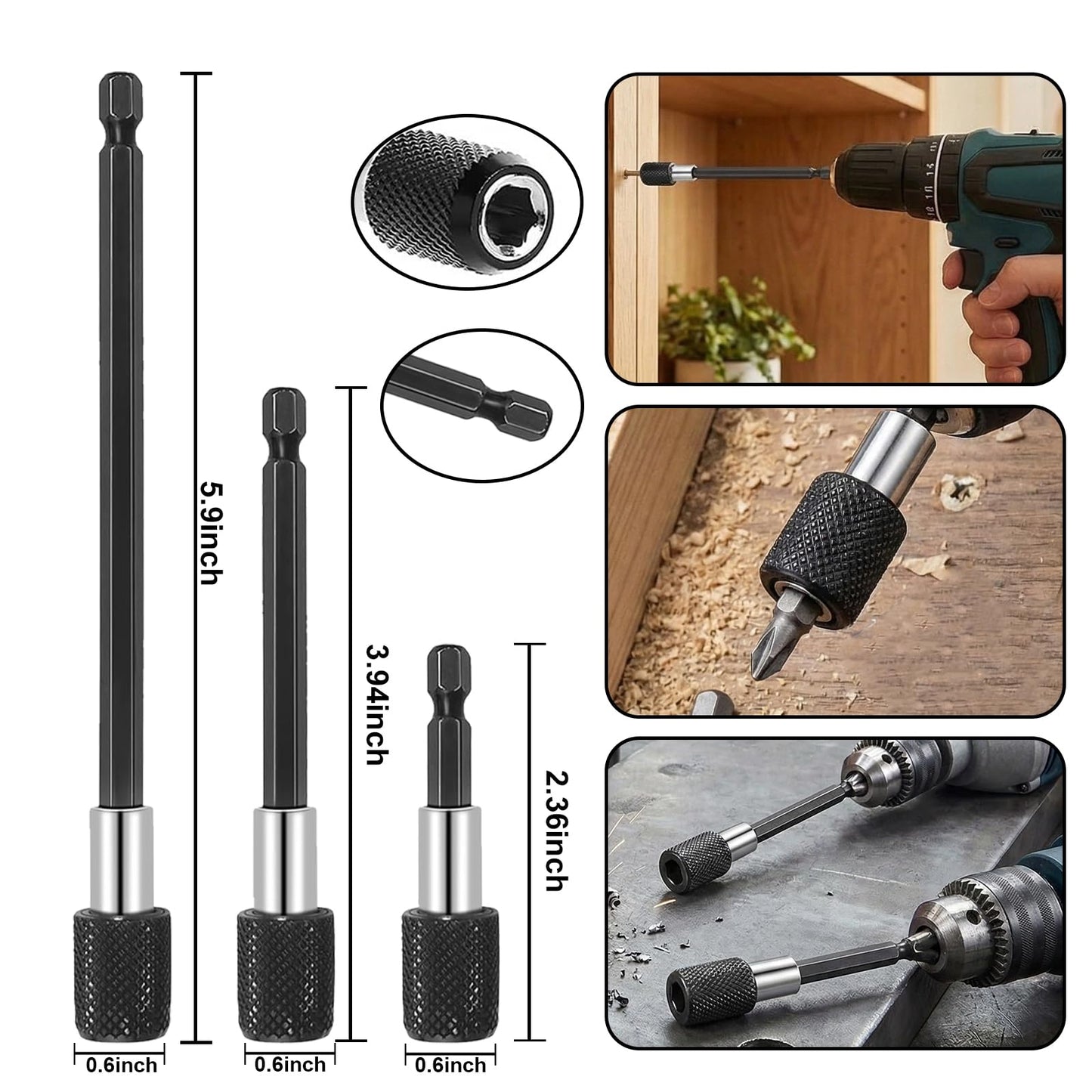 ZORKNOPT 26 PCS Flexible Drill Bit Extension Set with 2 PCS 105° Right Angle Drill Attachment, Bendable 1/2 3/8 1/4" Universal Socket Adapter & Screwdriver Bit Kit & Drill Bit Holder