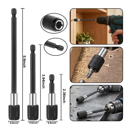 ZORKNOPT 26 PCS Flexible Drill Bit Extension Set with 2 PCS 105° Right Angle Drill Attachment, Bendable 1/2 3/8 1/4" Universal Socket Adapter & Screwdriver Bit Kit & Drill Bit Holder