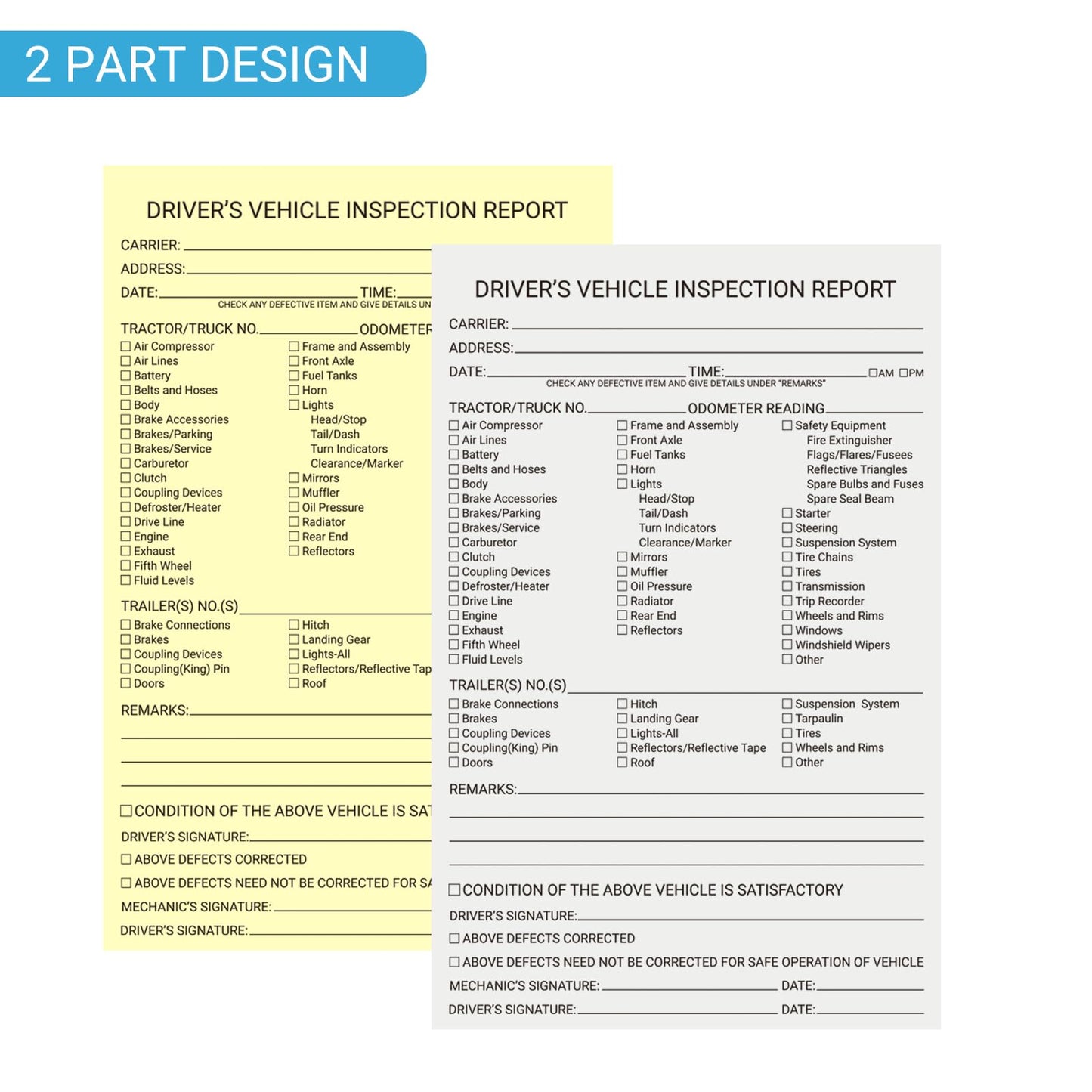 suituts 300 Sets Driver Vehicle Inspection Report Book/Forms, 2 Part Carbonless, 5.5 x 8.5 Inch Daily Pre-Trip Checklist Log for Truck Drivers (50 Sets Each Book)