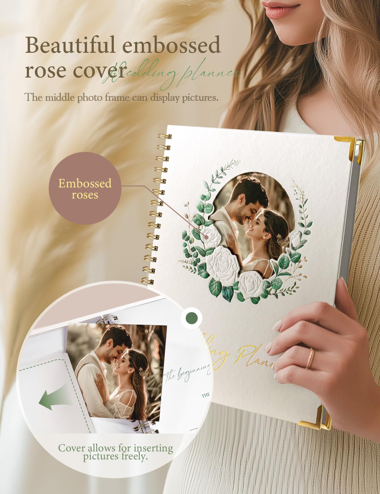 Wedding Planner Book and Organiser for Weddings: Engagement Gifts for Couples With Interchangeable Photo Cover - Wedding Gifts for Bride With Checklists, Budget Tracker, Guest List & Timeline 11.5 * 10.5in