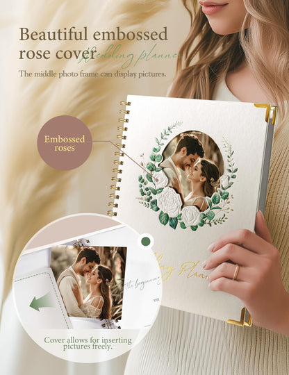 Wedding Planner Book and Organiser for Weddings: Engagement Gifts for Couples With Interchangeable Photo Cover - Wedding Gifts for Bride With Checklists, Budget Tracker, Guest List & Timeline 11.5 * 10.5in