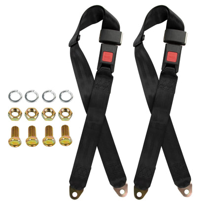 2 Point Seat Belt Adjustable Seatbelts Kit Compatible With Mobility Scooter, Electric Wheelchair, Bus, school bus, forklift, Black Color, 2 Pack(Black, 35''-50'')