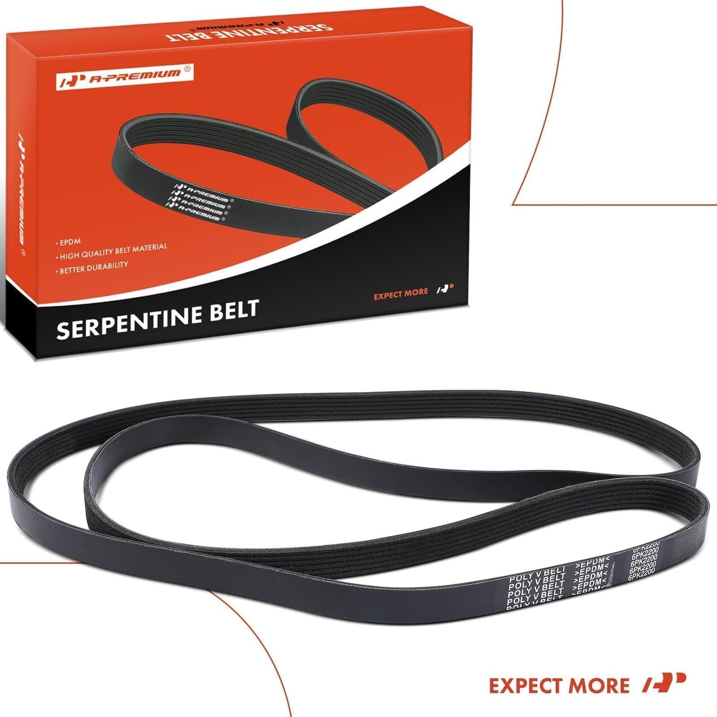 A-Premium Engine Serpentine Drive Belt Compatible with Ford, Jeep, Mitsubishi, Dodge, Mazda & Mercury Cars - Explorer 2000-2001, Ranger, Grand Cherokee, Commander, Outlander, Lancer, Nitro & More