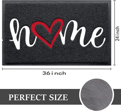 Door Mat Indoor Outdoor Doormat Low Profile Floor Mat Welcome Mat Non-Slip Low-Profile Design Front Doormat,Durable Trap Dirt for Entryway,High Traffic Areas,Patio 36"*24" (Black-Home)