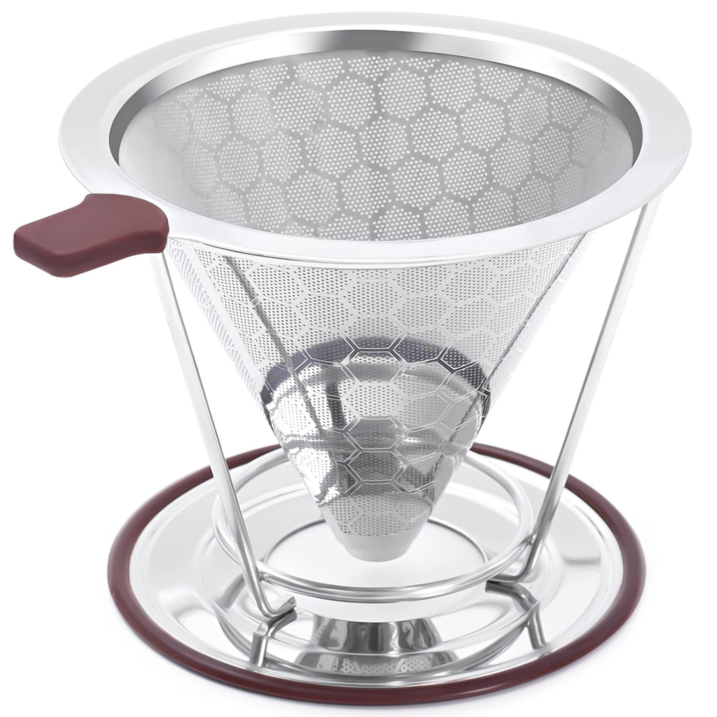 Pour Over Coffee Dripper, Stainless Steel Coffee Filter Reusable Pour Over Coffee Filter Cone Coffee Dripper… (Removable 1-2Cup)