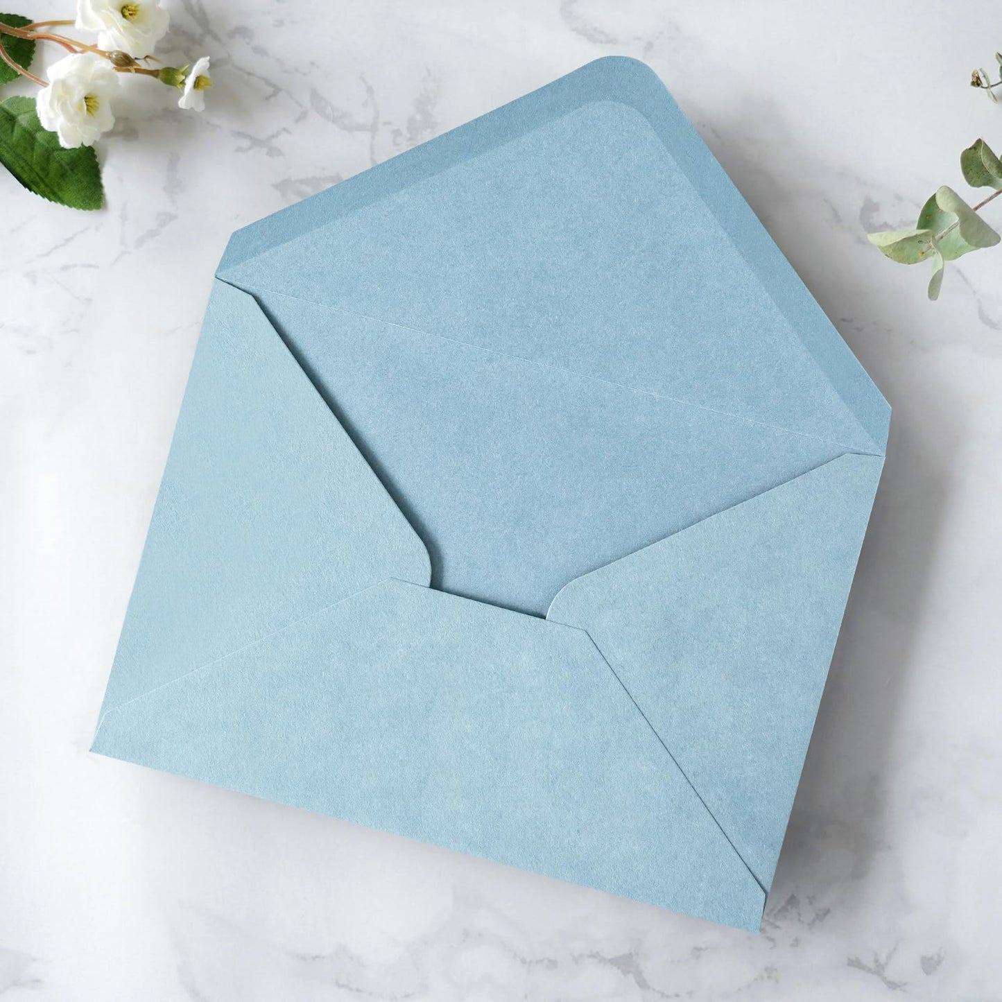 PONATIA 50 PCS A7 Envelopes, 5.25 x 7.25'' Matte Dusty Blue Envelopes For 5x7'' Weddings Invitation Cards, Christmas Gift Cards, Acrylic Invitations, Photos and Any 5x7" Inserts