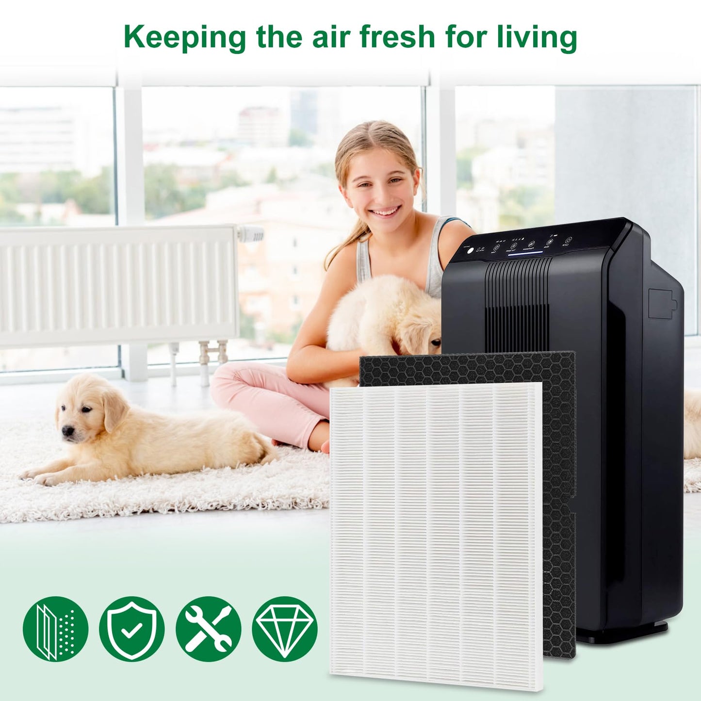116130 Replacement filters Compatible with Winix 5500-2 Air Purifier, For Winix 116130 Replacement Filter,1 set contains 1 filter and 1 pack of activated carbon filters.