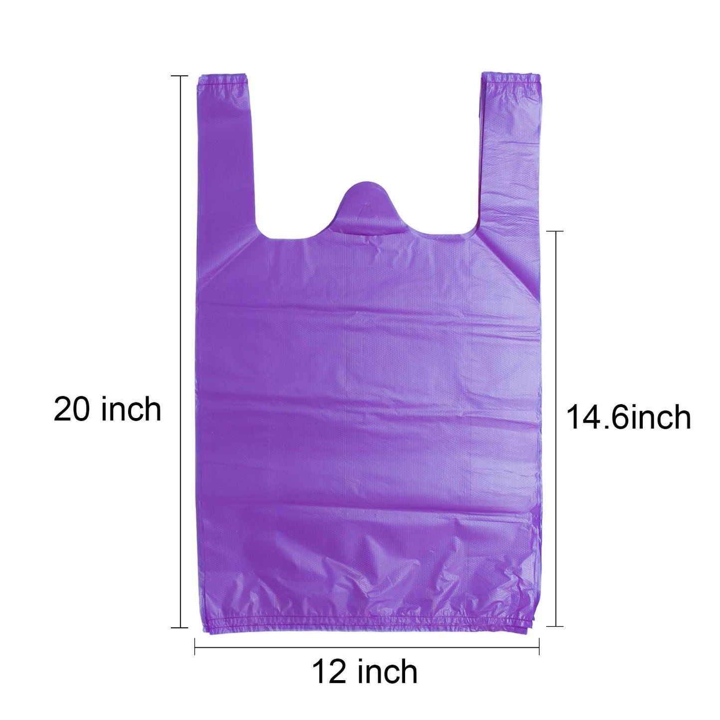 T Shirt Bags Plastic Grocery Bags with Handles in Bulk for Shopping and Restaurant, Bolsas De Plastico para Negocio, 12 x 20 Inch (Purple 200 Pcs)