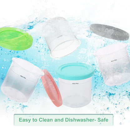 4 Pack Creami Pint & Lids for Ninja, 16oz Pint Containers Compatible with Ninja NC299 NC300 NC301 Series Creami Maker Machine Accessories, BPA Free & Dishwasher Safe