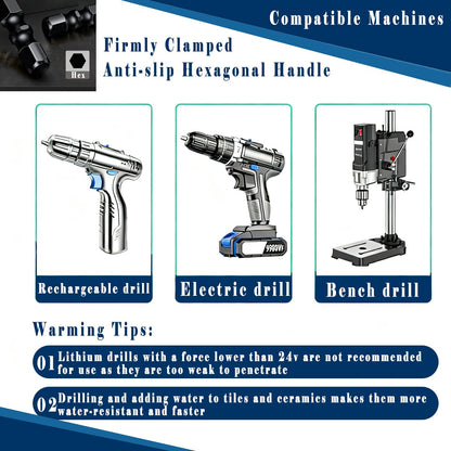 Larouoba 10pc Black Special Crooked Head Eccentric Drill Bit Set, Porcelain Tile Drill Bit Concrete Drill Bit for Glass,Brick,Plastic,Cement,Wood,Ceramic,Metal,Marble (3/16” to 1/2”).