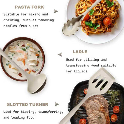 15-Piece Silicone Cooking Utensil Set Non-Stick Includes a Whisk Tongs Spoon and Other Cooking Tools BPA-Free Machine Washable Heat Resistant Up to 220°C (428°F) (Khaki). (15pcs)