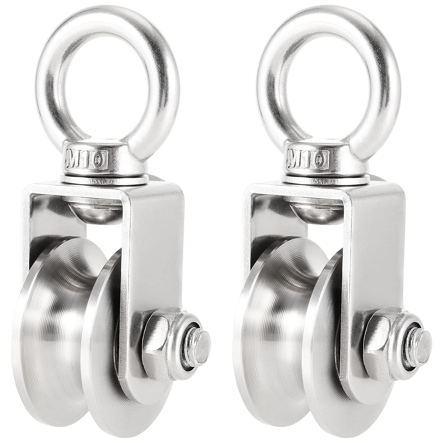 PINGEUI 2 Pack Cable Pulley Wheel, 304 Stainless Steel Heavy Duty Swivel Pulley for System Lifting Gym Equipment Clothesline, 441 Lbs Capacity