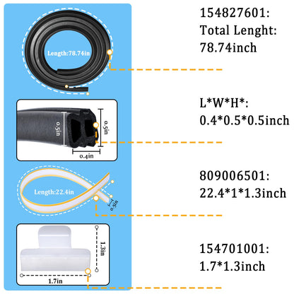 154827601 Dishwasher Door Seal, 809006501 Lower Seal and 154701001 Splash Shield Kit - Dishwasher Bottom Door Gasket Kit Compatible with Frigidaire Kenmore