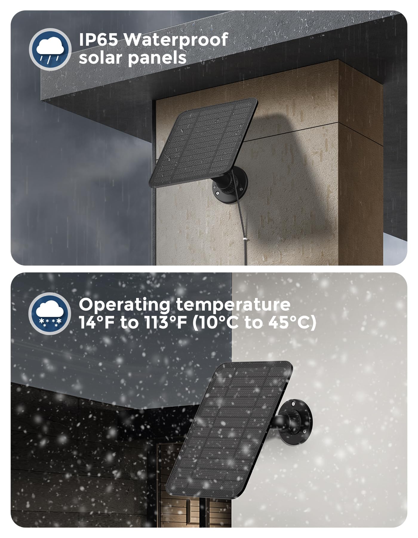 Solar Panel for Blink Outdoor 4Outdoor(3rd Gen) Outdoor 2K+Blink XT2XT3XT Camera,Built-in 5000mAh Battery,IP67 Waterproof,360° Adjustable Mount