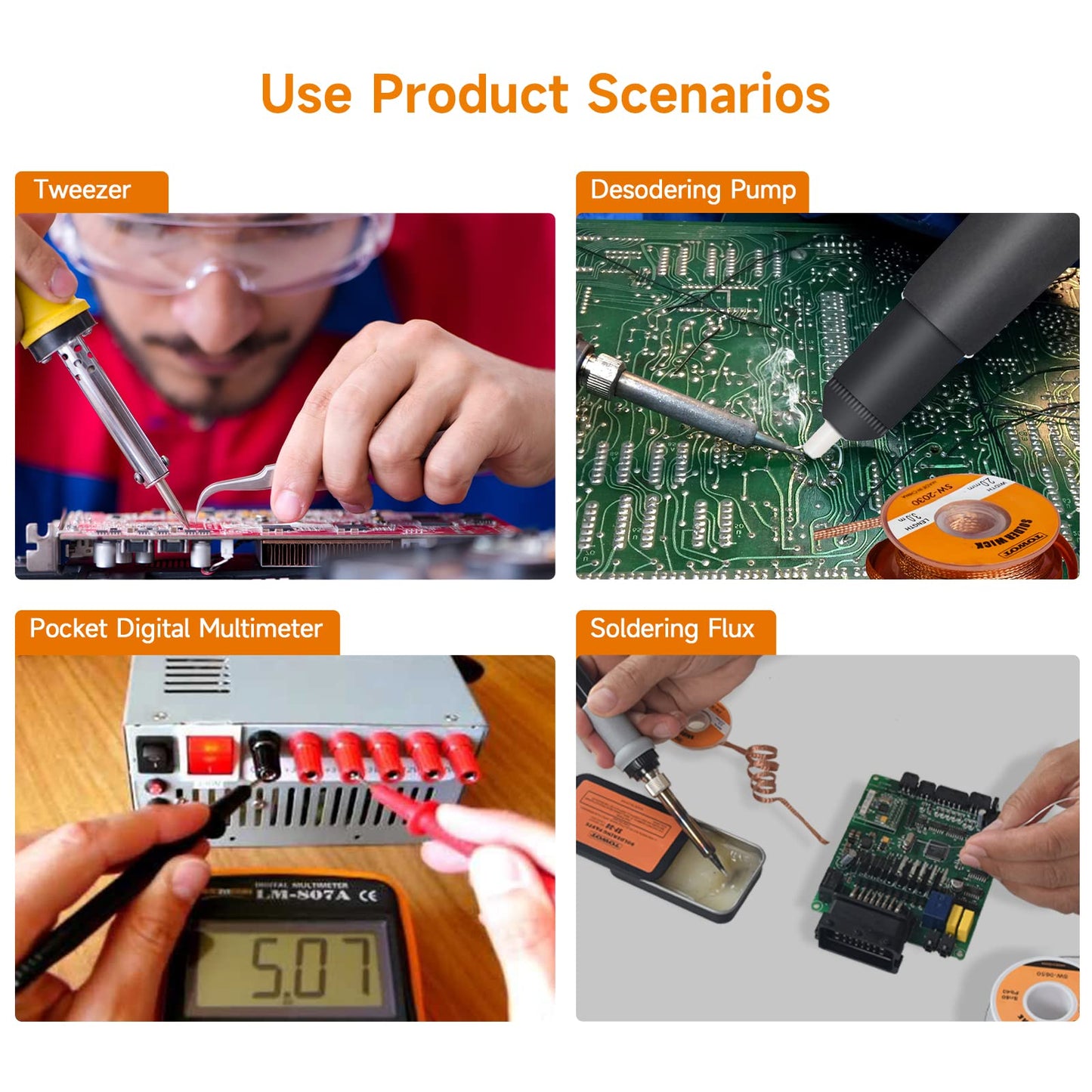 TOWOT Soldering Iron Kit, Electronic Soldering Iron 60W Adjustable Temperature, Desoldering Pump, Tin Wire