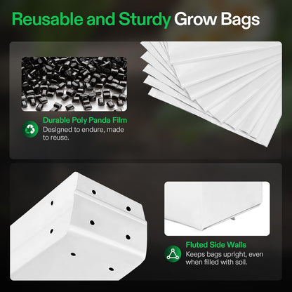 VIVOSUN 50-Pack 5 Gallon Grow Bags for Plants, Black-and-White Material for Potting Up Seedlings and Rooting