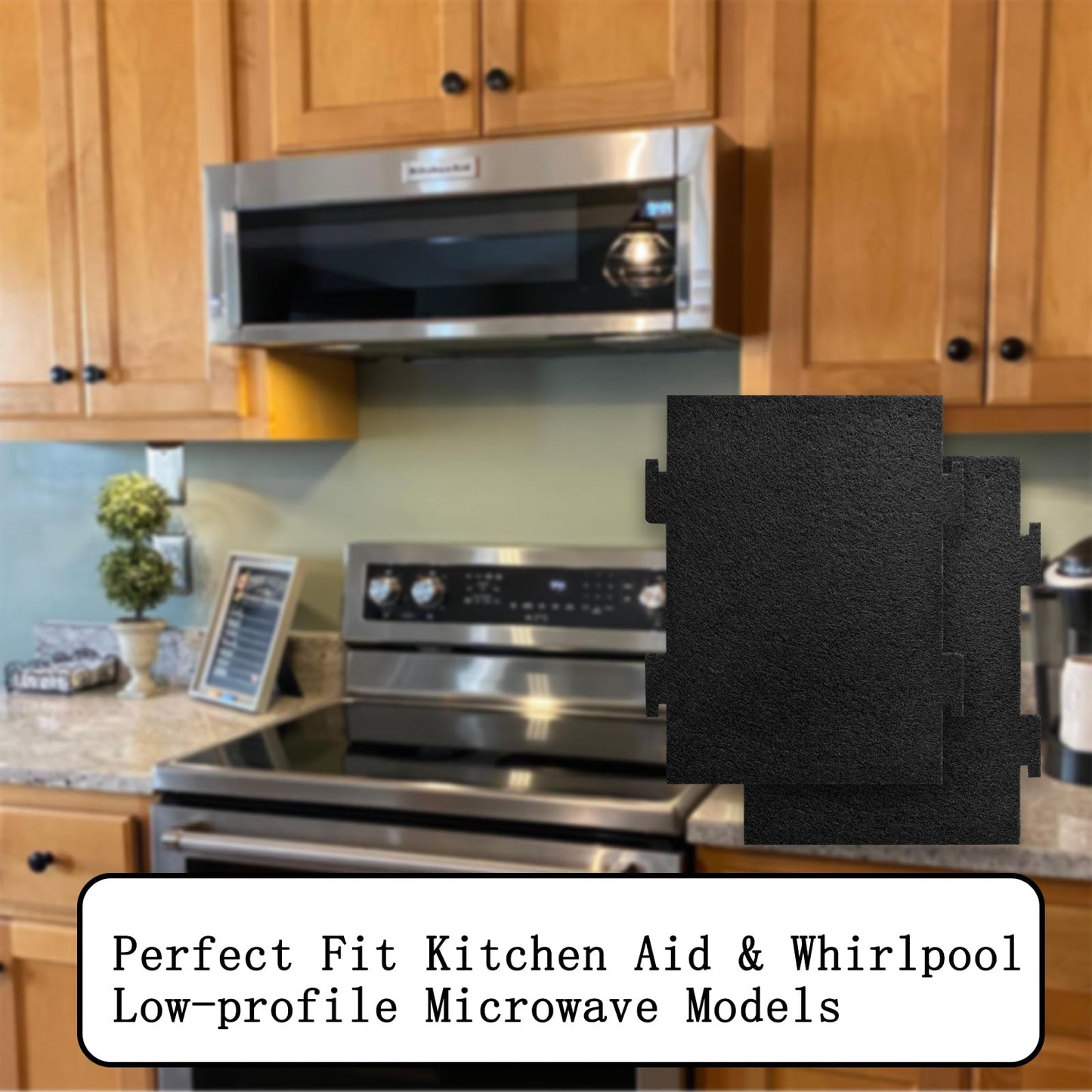 Aolleteau 4 Pack Activated Charcoal Air Filters Compatible with Whirlpool Over-The-Range Microwaves, for Over The Range Microwave Hood Models YKMLS311, YWML55011, WML75011