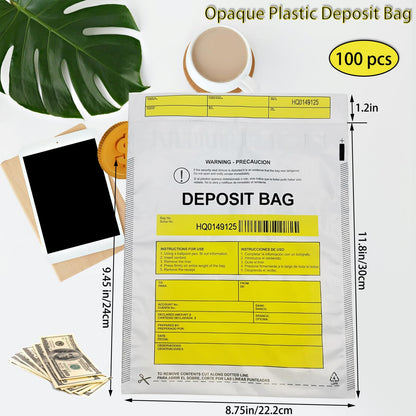Daarcin Opaque Bank Deposit Bags, 100pcs 9x12in Tamper Proof Bag, Cash Handling, Transportation, Transfer, Valuables, Secure Bank Pocket with Independent Barcode, Self Sealing Glue, Tamper Proof