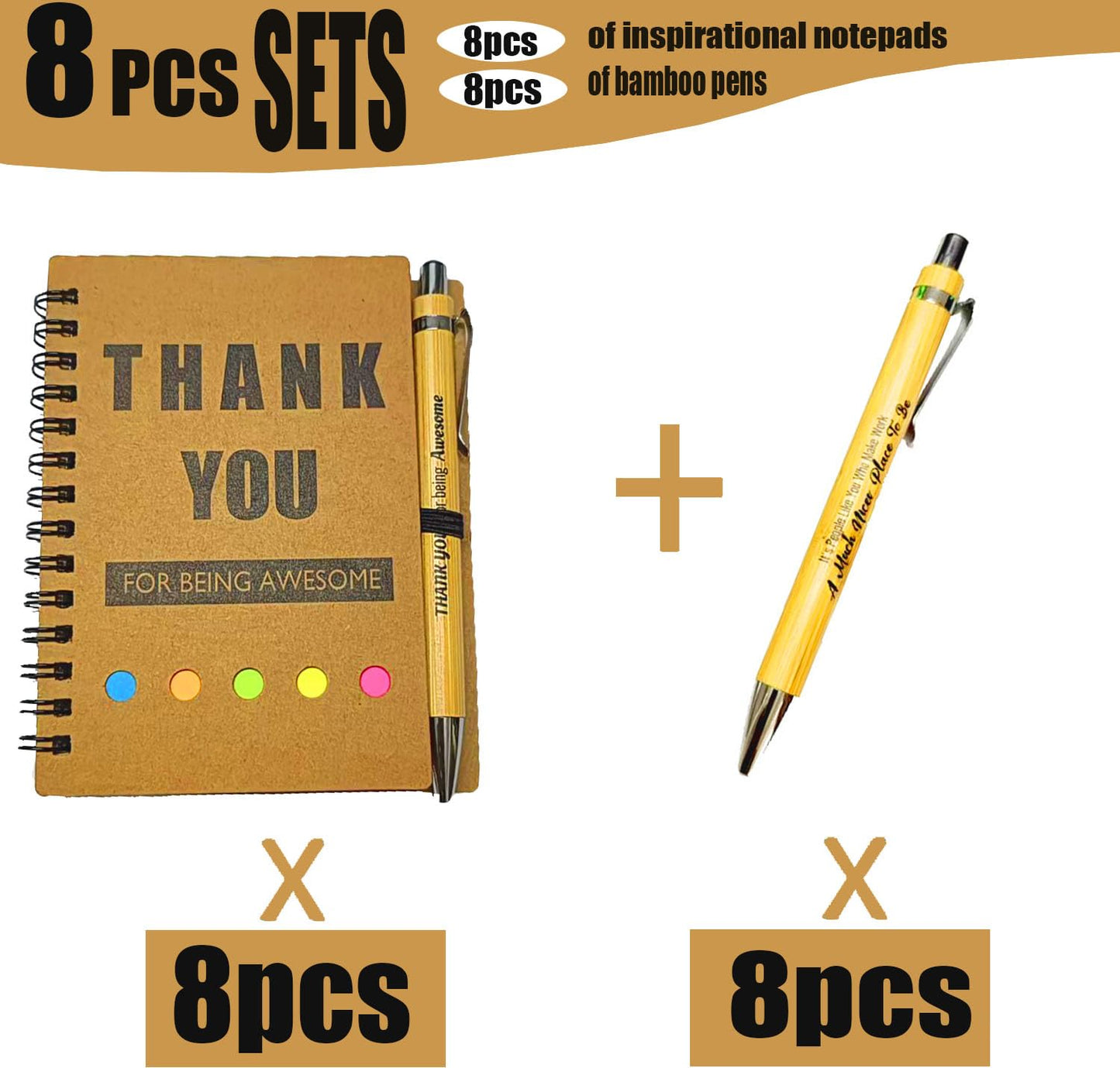 8 Set Inspirational Spiral Notebook Employee Appreciation Gifts Bulk Team Office/Students Thank You Gifts Journal Lined Pocket Notepad,Note Pads for Nurse Teacher Employees Coworker Volunteer