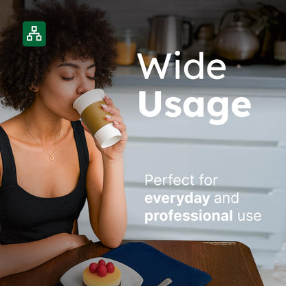 16oz Disposable Coffee Cups with Lids and Sleeves – Set of 50 Disposable Cups for Hot and Cold Drinks – White Paper Cups with Lids and Covers for Thermal Protection – 50 Units, 16oz Each