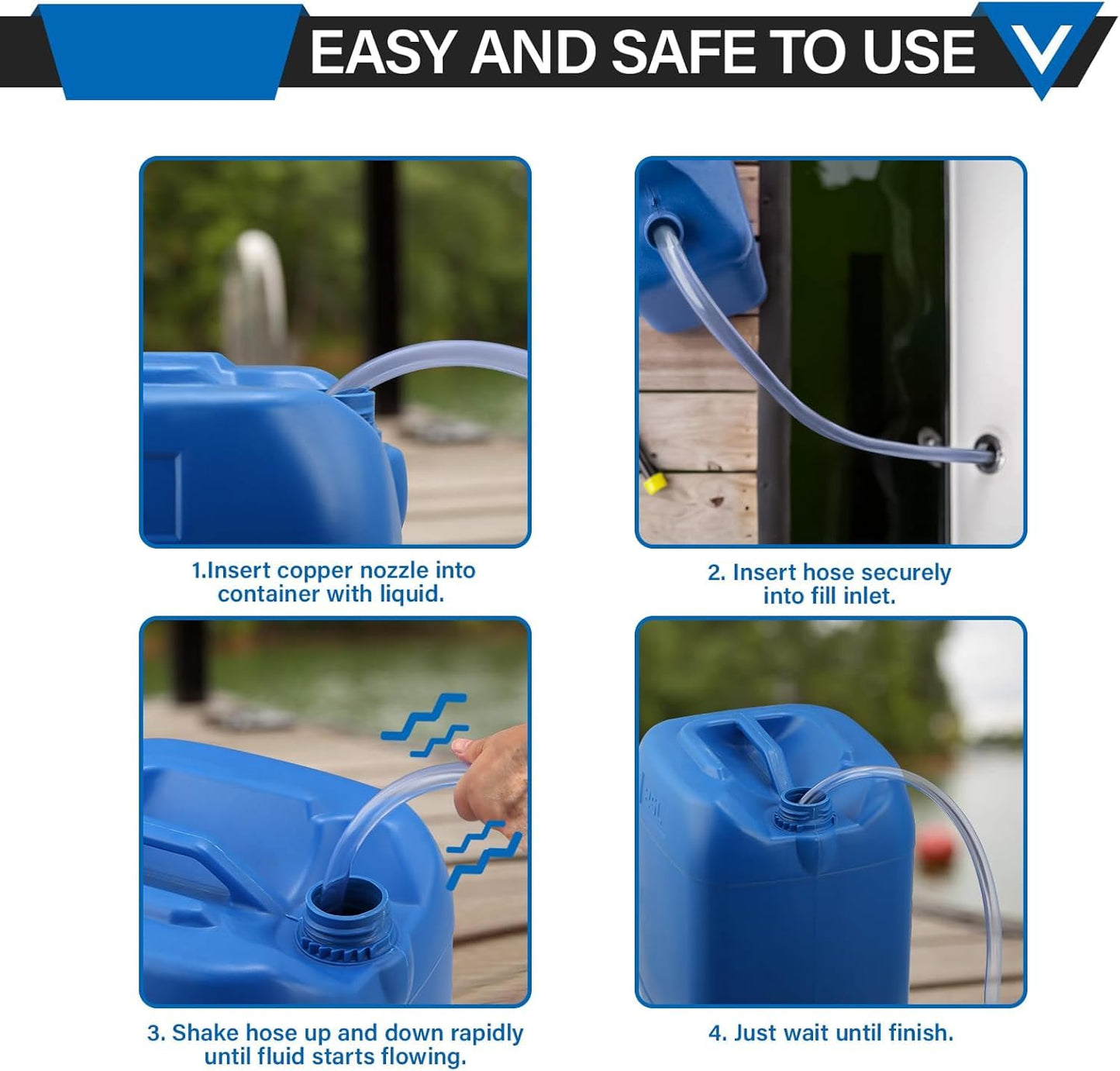 Roastove Gas Siphon Hose Pump, Shaker Siphon 6FT, Safety Self Priming Hose 1/2" Valve for Gasoline/Fuel/Water Transfer, Use for Cars, Boats, Mowers (2PACK)