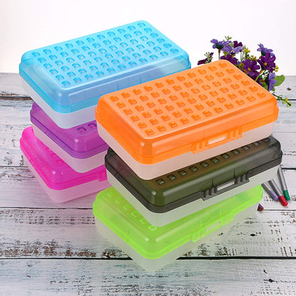 BTSKY Pack of 6 Multipurpose Utility Storage Box with Lid Snap Closure - Large Capacity Pencil Box for School Supplies, Plastic Pencil Case Organizer Box For DIY Beads Supplies