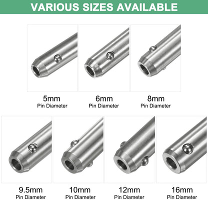 M METERXITY 2-Pack T Handle Lock Pins, 3/8"(9.5mm) Dia. 2-3/4"(70mm) Usage Length Push-Button Quick Release Locking Pins W Lanyard Cable for Speaker/Aviation/Gym/Machine [304 Stainless Steel]