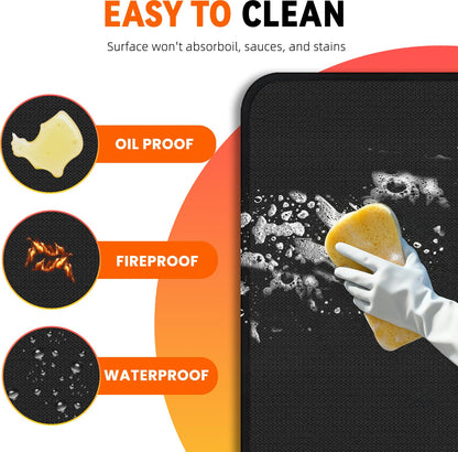 Uewpv 60x40 inch Under Grill Mat for Outdoor BBQ, Extra Large Fireproof Deck Protector Pad, Waterproof Oil-Proof Patio Lawn Mat for Grill, Fireplace & Fire Pit