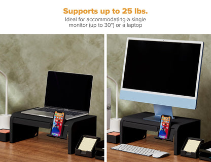 Bostitch Konnect Adjustable Monitor Riser with Drawer & Cell Phone Holder, Laptop Stand for Desk, 4 Height Levels, Cable Management & Rubber Feet