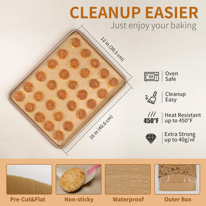 200 Pcs Unbleached Parchment Paper Baking Sheets, 12x16 Inch Baking Paper, Precut Non-Stick Parchment Sheets for Baking, Cooking, Grilling, Air Fryer and Steaming, Precut Silicone Baking Paper