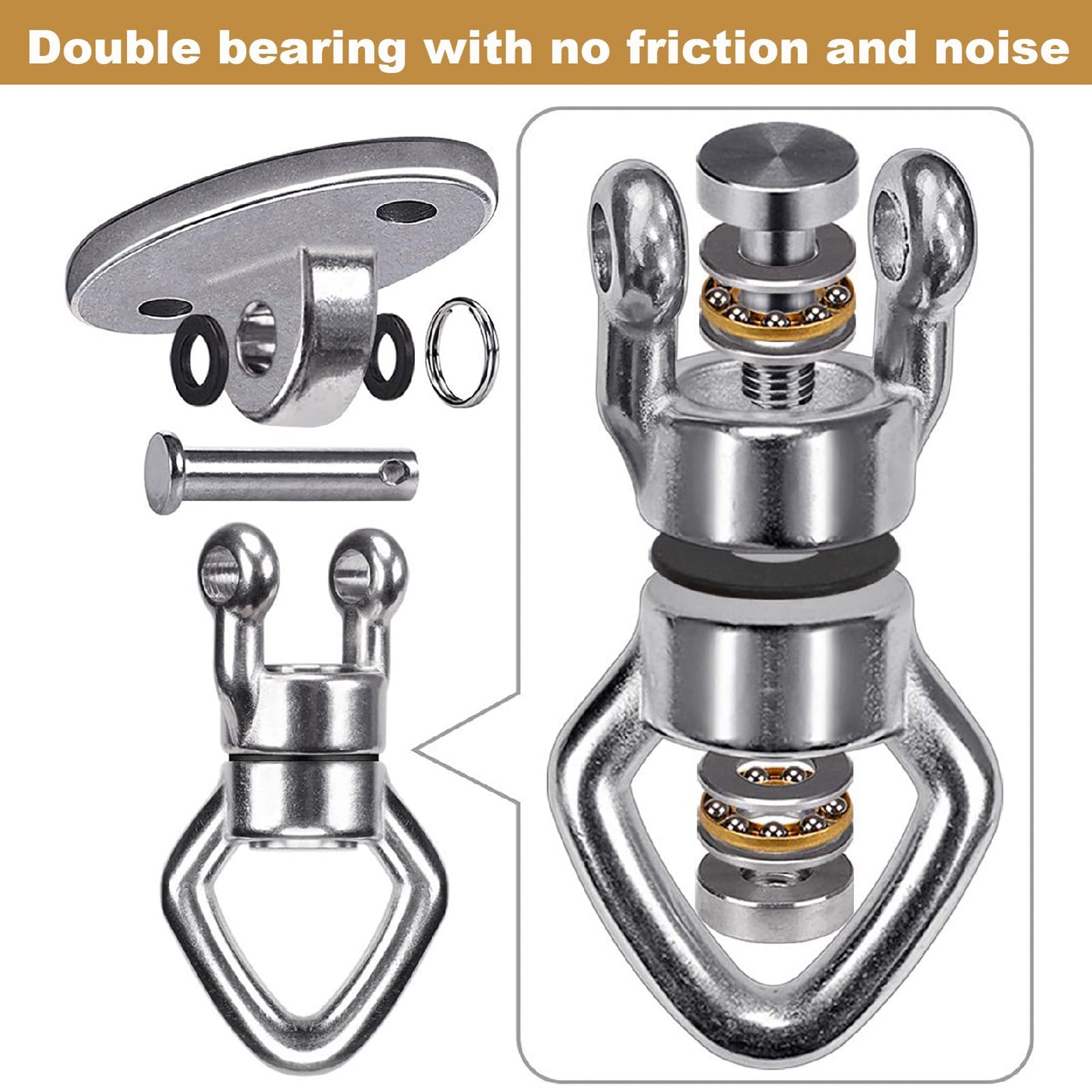 Besthouse Swing Hanger with 2 Bearing, 362kg Capacity, Rotational Device Hanging Accessory for Aerial Silks Dance, Web Tree Swing, Yoga Swing Sets