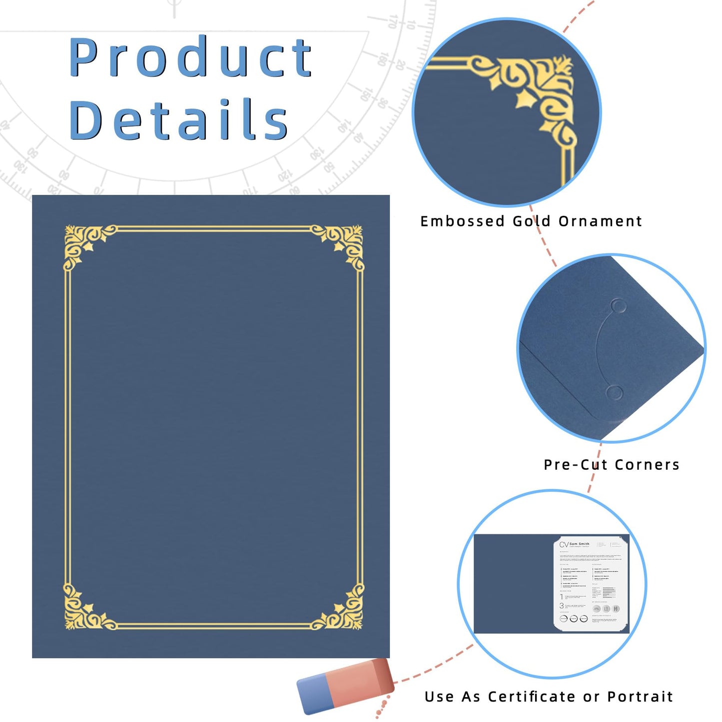 HAUTOCO 30 Pack Certificate Holders, Navy Blue Diploma Holders, Document Award Covers Certificate Folders with Gold Foil Border for 8.5x11 Letter Size