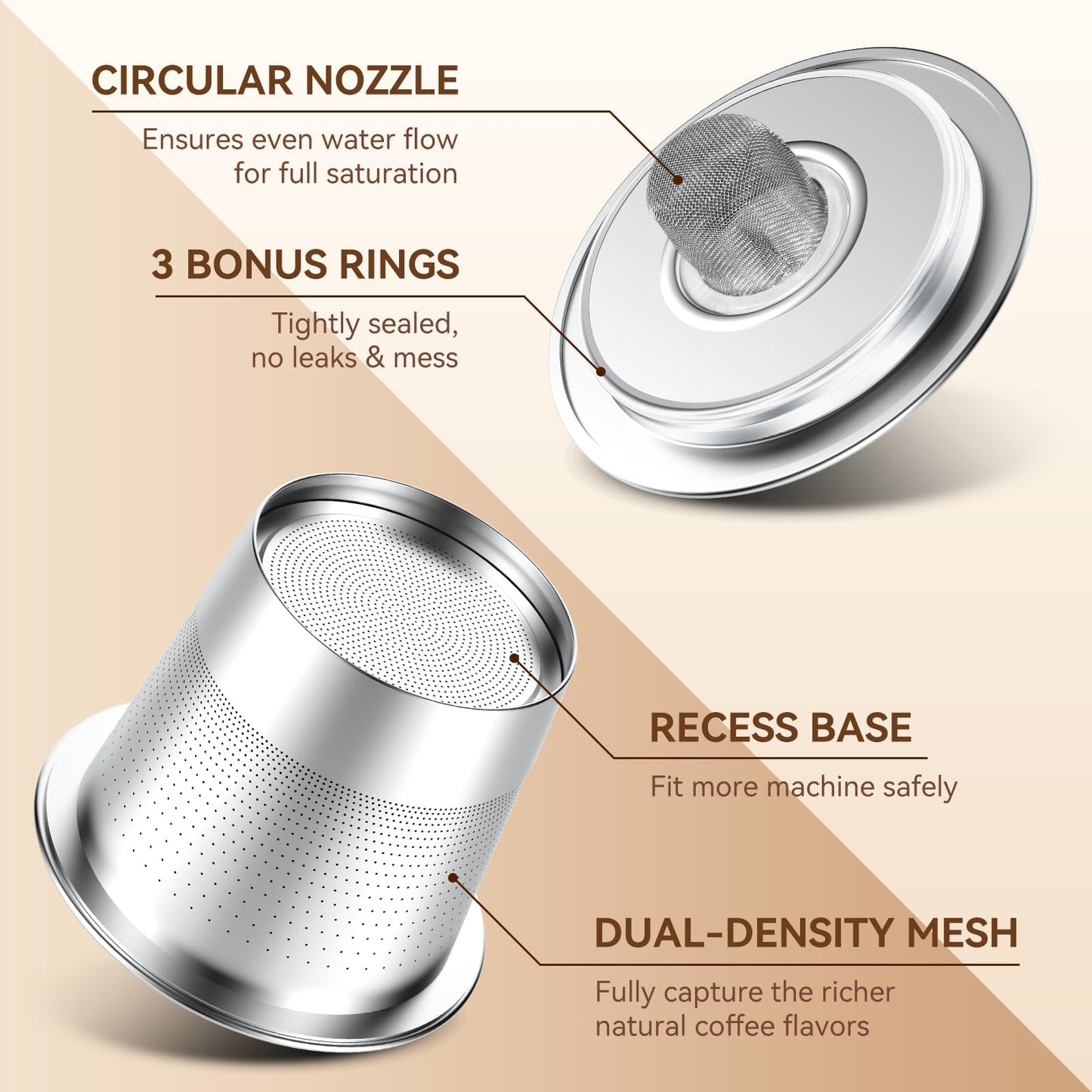 4 Pack Reusable K Cups Coffee Pods for Keurig 1.0: Stainless Steel Refillable K Cup - Reusable Coffee Filter for Keurig 1.0 Coffee Maker, Permanent, Eco-Friendly, Newest Design