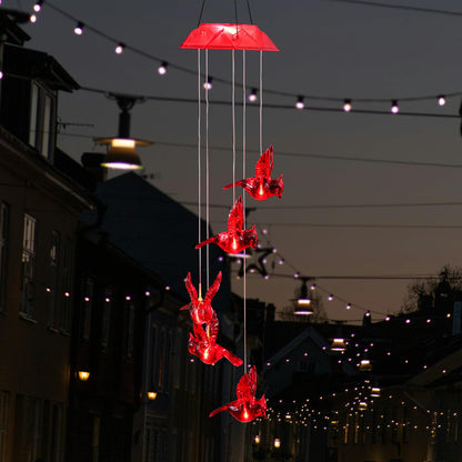 Wind Chime Solar Chimes Warm Light Solar Waterproof Wind Bell Light for Home Party Night Garden Patio Decoration,Red Bird