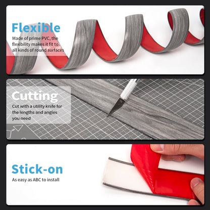 Art3d Self Adhesive Vinyl Floor Transition Strip,Laminate Floor Strip Floor Flat Divider Strip for Joining Floor Gaps,Carpet Threshold Transition,Floor Tiles（10 FT, 1.57in, Gray）