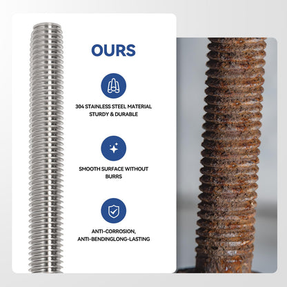 Arwnnklo 12 Pcs 304 Stainless Steel M4 Fully Threaded Rod,12"(305mm) Long Threaded Rod,Right Hand Threads，with Nuts