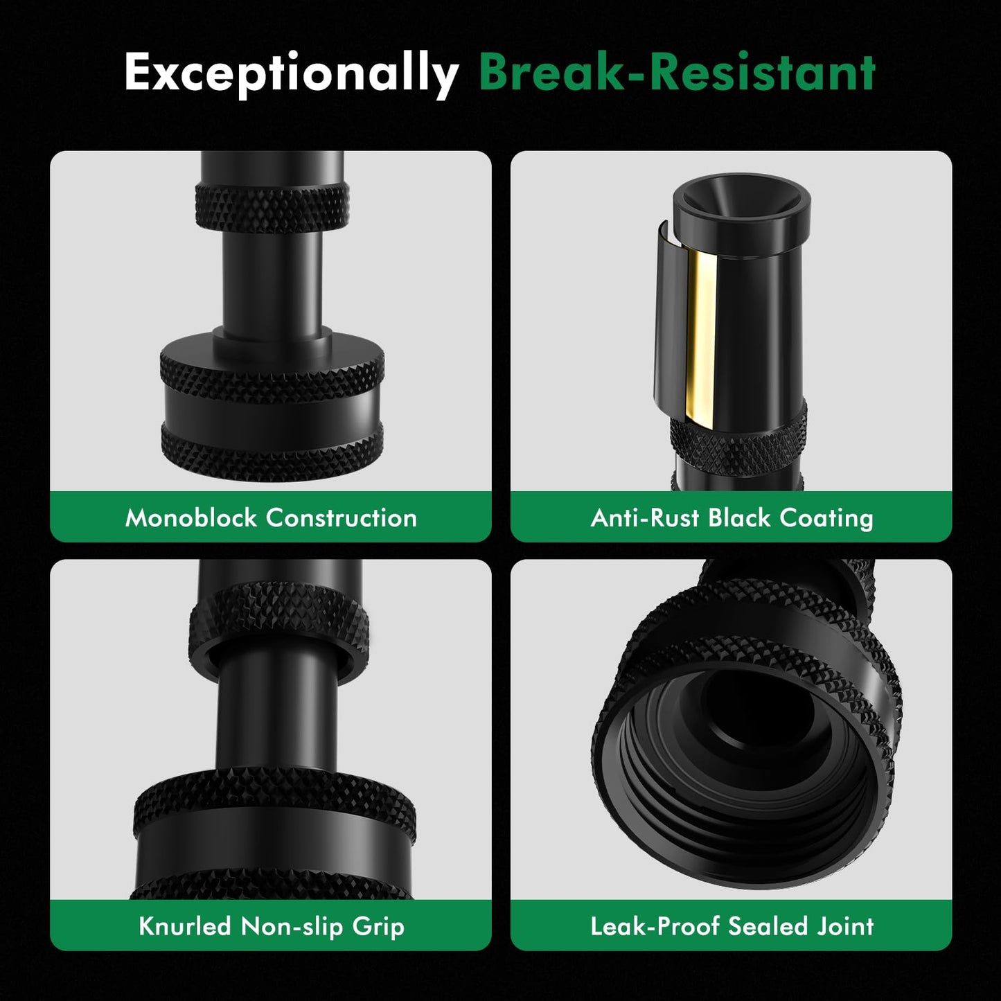 [2 Pack] RESTMO 100% Solid Brass Adjustable Twist Hose Nozzle with Anti-Rust Coating, Heavy Duty High Pressure Nozzle with 3 Spray Patterns for Garden Watering, Car Washing, Patio & Floor Cleaning
