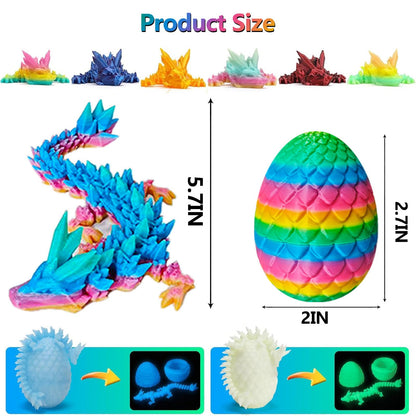 12 Pcs 3D Printed Dragon Egg with Dragon Inside, Complete Dragon-Shaped 3D Crystal Easter Egg with Removable Shell for Home Decor, Easter Decorations