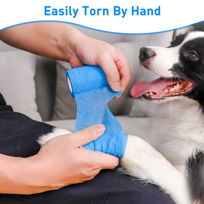 24 Rolls Self Adhesive Wrap Bandages, 1" 2" 3" x 5 Yards Lychee Elastic Tensor Vet Wrap Bandage Non-Woven Cohesive Waterproof Bandage Athletic Tape Stretch Wrap for Dogs Cats Horses Birds & Wrist Healing Ankle Sprain Swelling Colorful