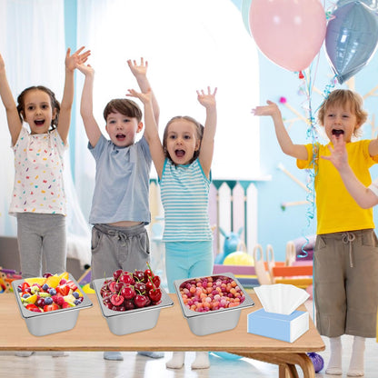 Auch 6 Pack Hotel Pans 1/6 Size 4 Inch Deep, Stainless Steel Steam Table Pan Catering Food Pan Warmer Tray Breading Tray Batter for Hotel, Restaurant, Buffet, Party Catering Supplies