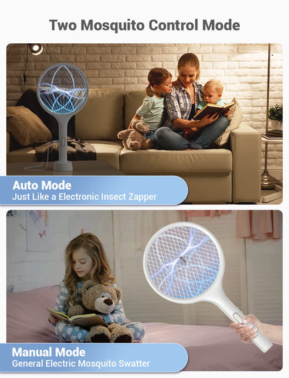 YISSVIC Bug Zapper Racket 4000 Volt Electric Fly Swatter Fly Zapper Indoor Outdoor Dual Modes with Attractant Light Rechargeable