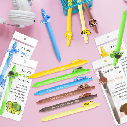 UgyDuky Employee Appreciation Gifts Bulk, 30 Pack Inspirational Animal Ballpoint Pens with Thank You Cards, Funny Wordplay Pens Gift for Coworkers Teachers