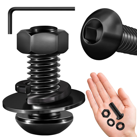(20Sets) 3/8-16 Bolt x 1" Button Head Socket Cap Bolts Screws, Black Oxide 304 Stainless Steel Nuts and Bolts, 18-8 Allen Screws, Nuts and Bolts Assortment Kit, Hex Spanner by Mywish