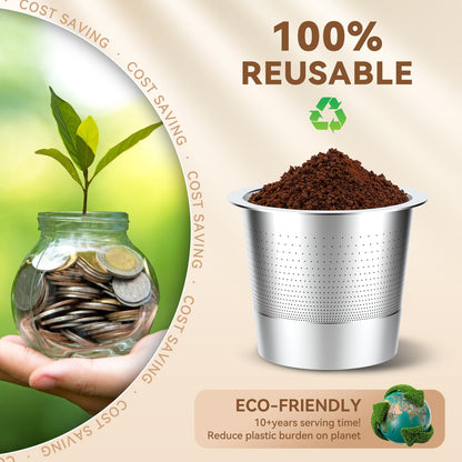 4 Pack Reusable K Cups Coffee Pods for Keurig 1.0: Stainless Steel Refillable K Cup - Reusable Coffee Filter for Keurig 1.0 Coffee Maker, Permanent, Eco-Friendly, Newest Design