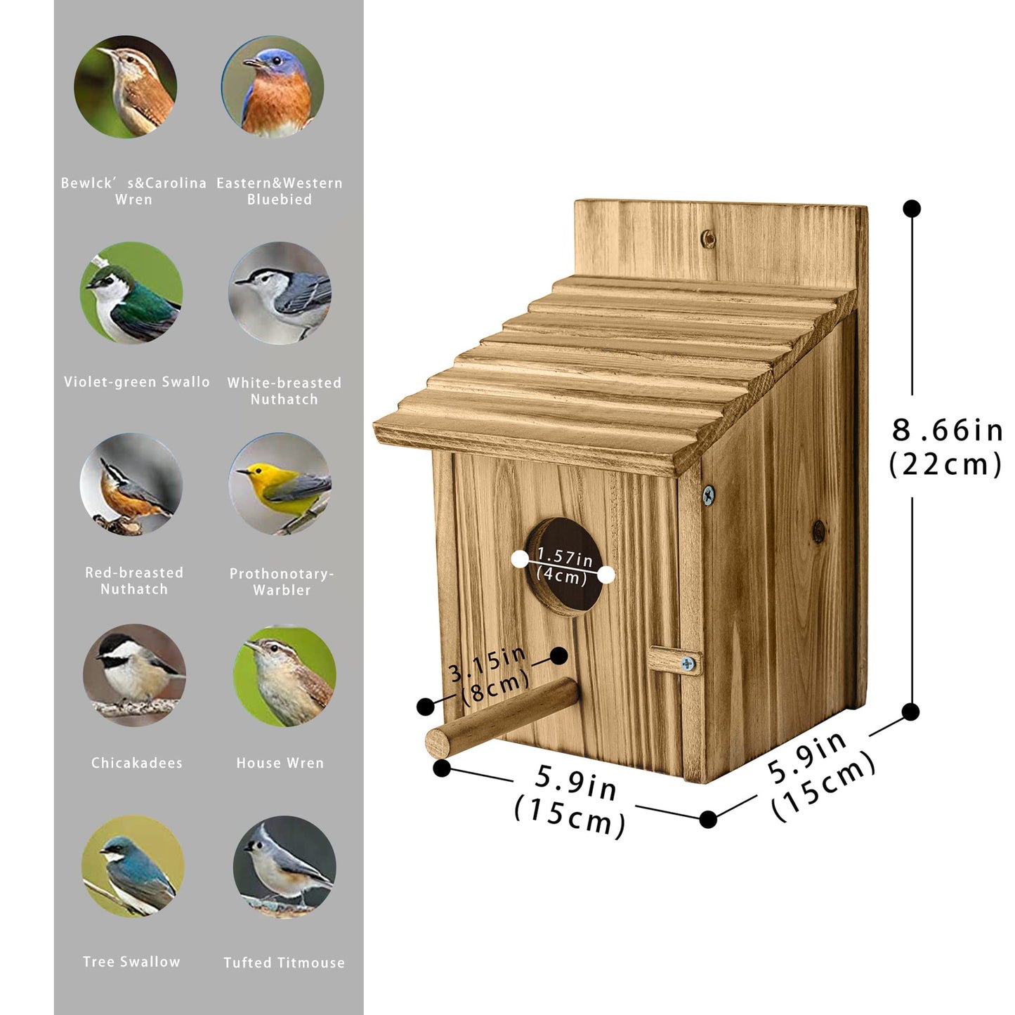 Bird Houses for Outside with Pole Wooden Bird House for Finch Bluebird Cardinals Hanging Birdhouse Clearance Garden Country Cottages
