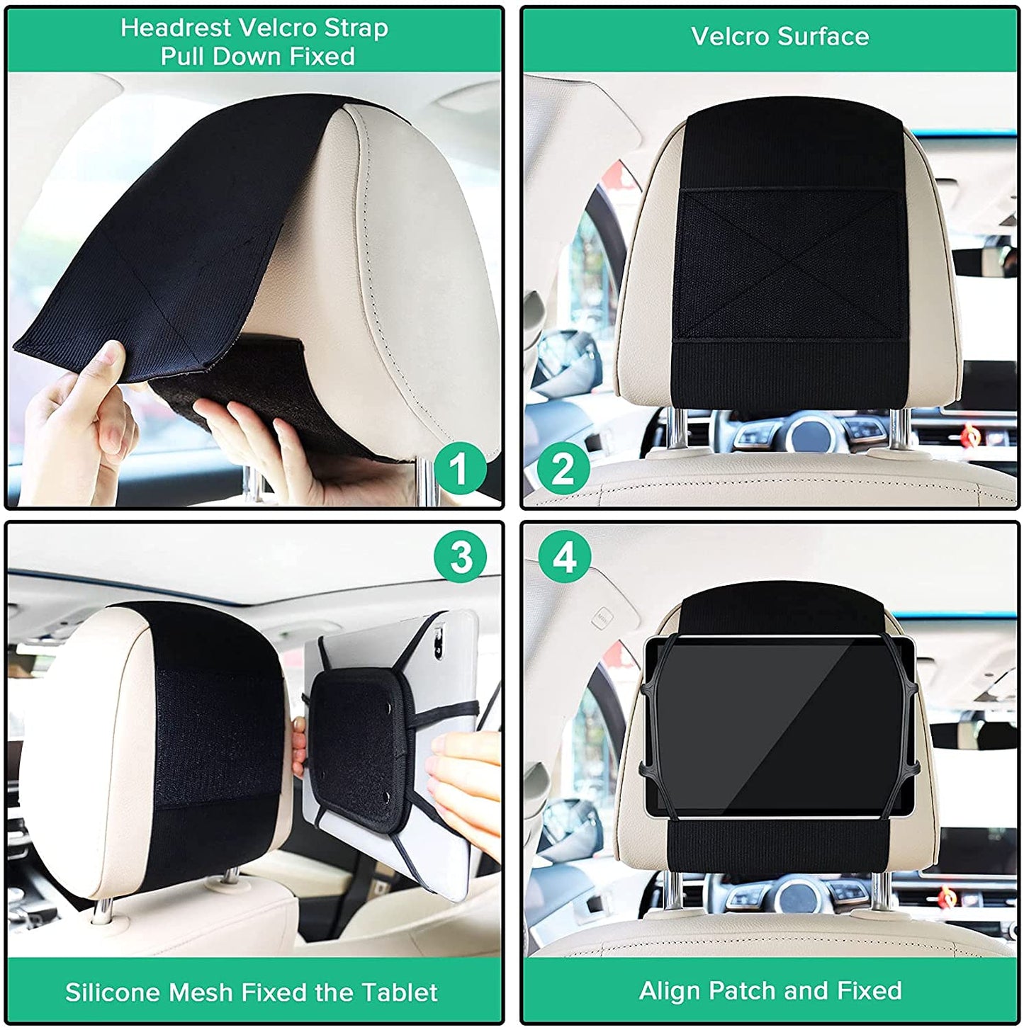 Tablet Holder for Car, iPad Holder for Car Backseat, Headrest Tablet Mount for Back Seat Kids, Fits 7-12.9'' Tablets (2 Pack Black)