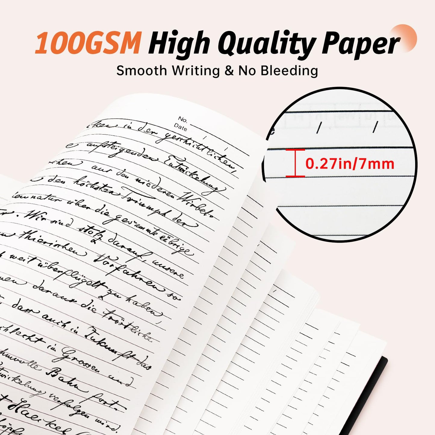 A4 Spiral Notebook 360 Pages, 5 Subject College Ruled Notebook with Removable Dividers, 100 GSM Thick Paper Journal for School Office Work Writing (Black)