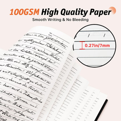 A4 Spiral Notebook 360 Pages, 5 Subject College Ruled Notebook with Removable Dividers, 100 GSM Thick Paper Journal for School Office Work Writing (Black)