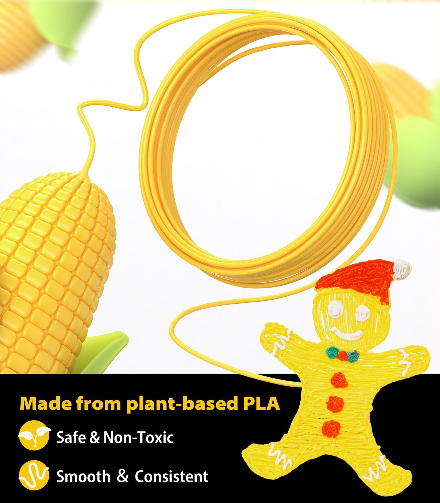 3D Pen Filament Refills 15 Colors, Each Color 16 Feet Total 240 Feet, 1.75 mm Pla Filament Comes with 2 Finger Caps & Copybook,3D Printing Pen Filament Refills Compatible with Mynt3d,scrib3d 3D Pen