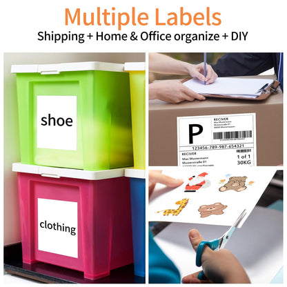 8.5" x 11" Labels, 200 Sheets Full Page Labels, Self Adhesive Shipping Address Labels Full Sheet Label Stickers Paper for Laser/Ink Jet Printer